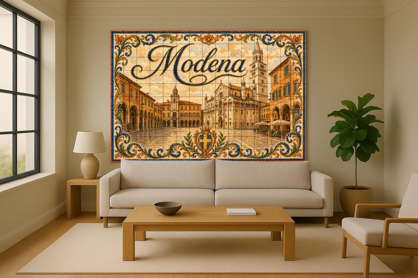 Módena, Italy, Art Mural of Emilia-Romaña — Travel Wall Décor · Ceramic Tile Mural