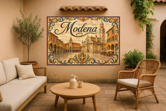 Módena, Italy, Art Mural of Emilia-Romaña — Travel Wall Décor · Ceramic Tile Mural
