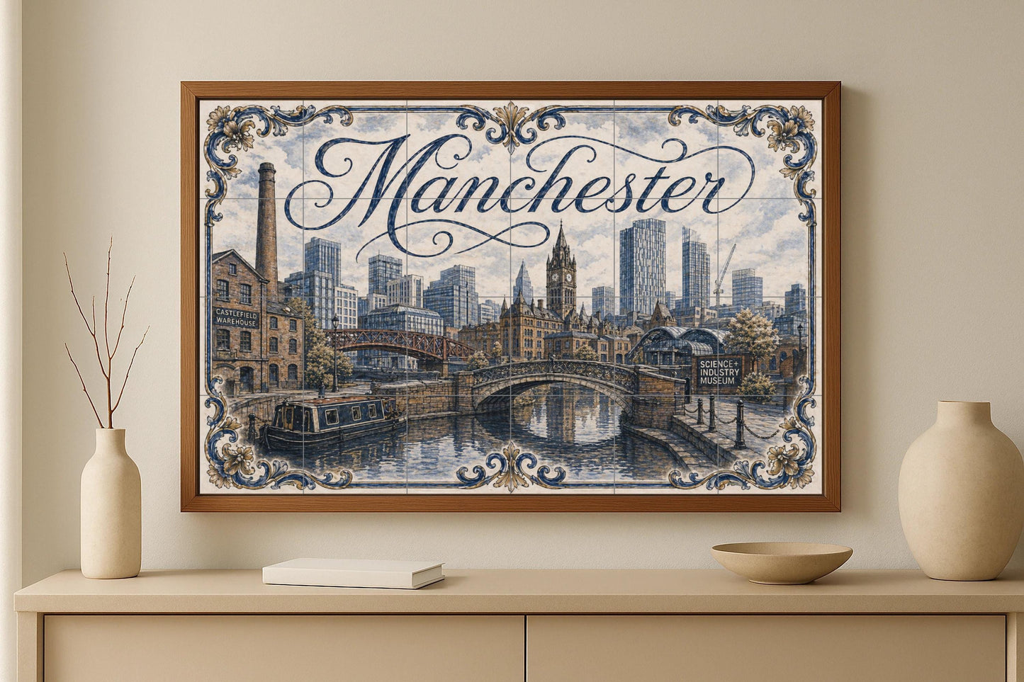 Mural de azulejos de cerámica de Manchester, Inglaterra, arte mural…