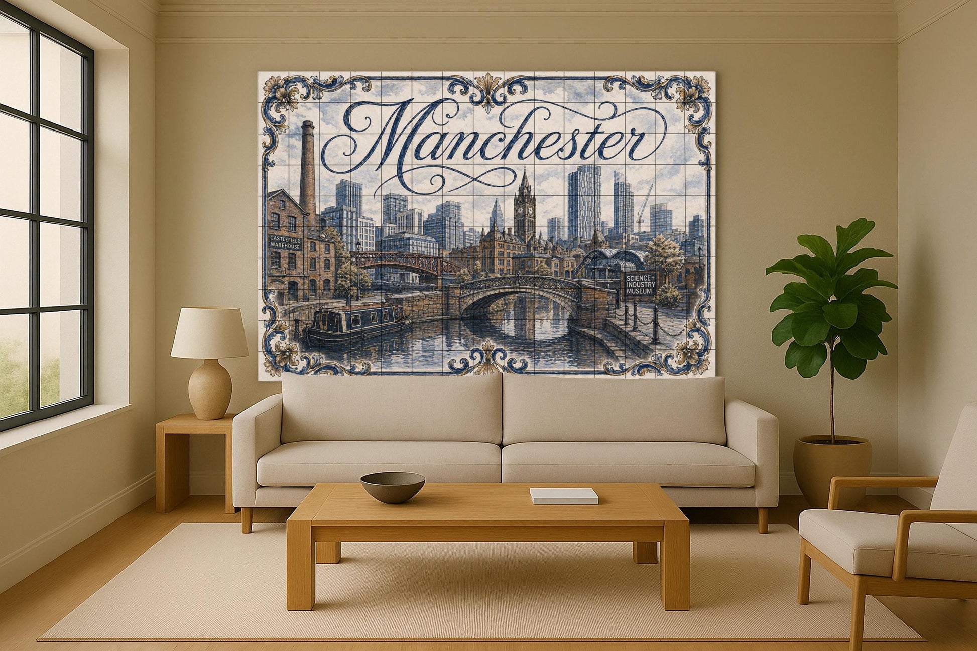 Mural de azulejos de cerámica de Manchester, Inglaterra, arte mural…