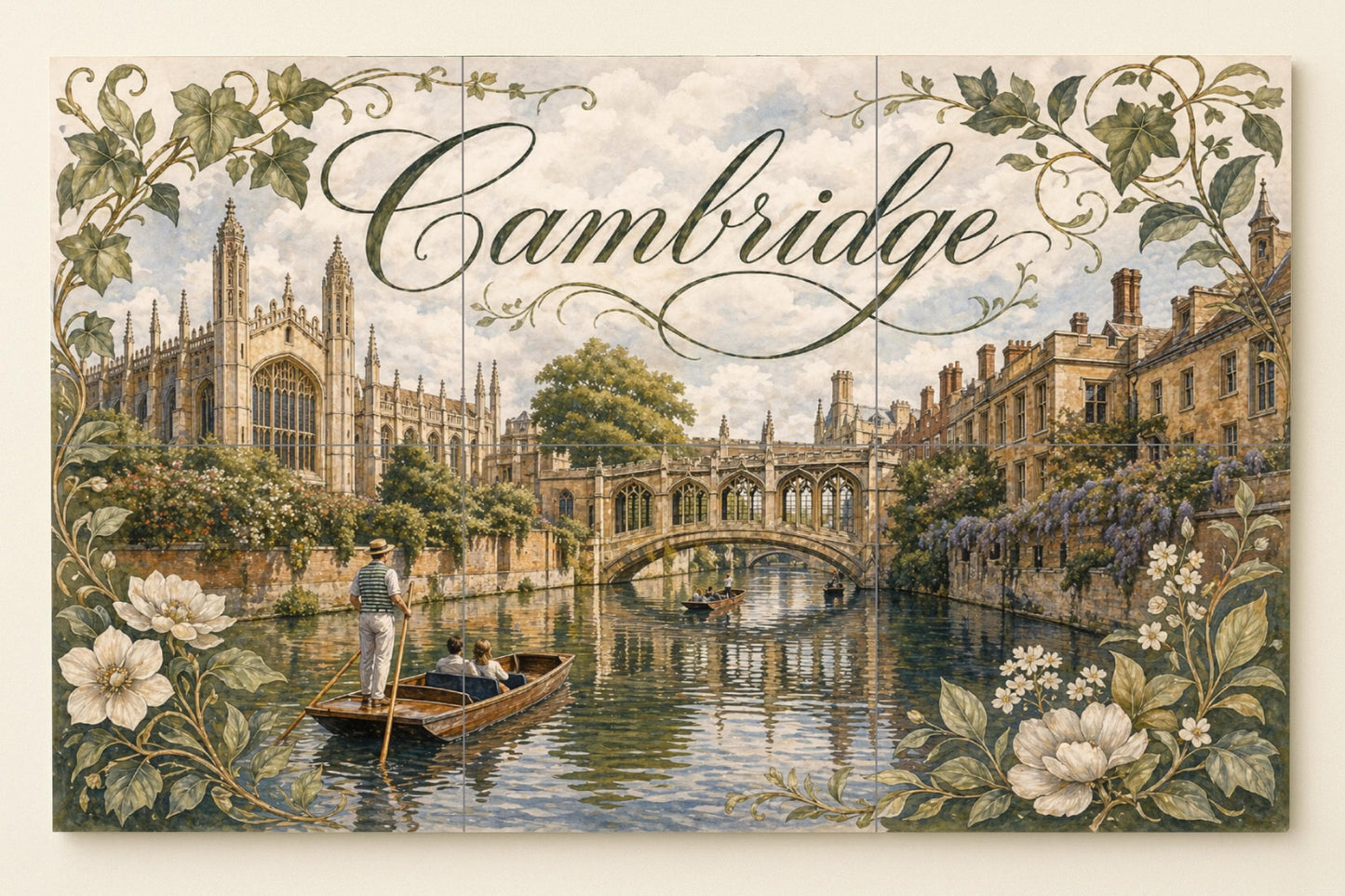 Mural de azulejos de cerámica de Cambridge, Inglaterra, arte mural…