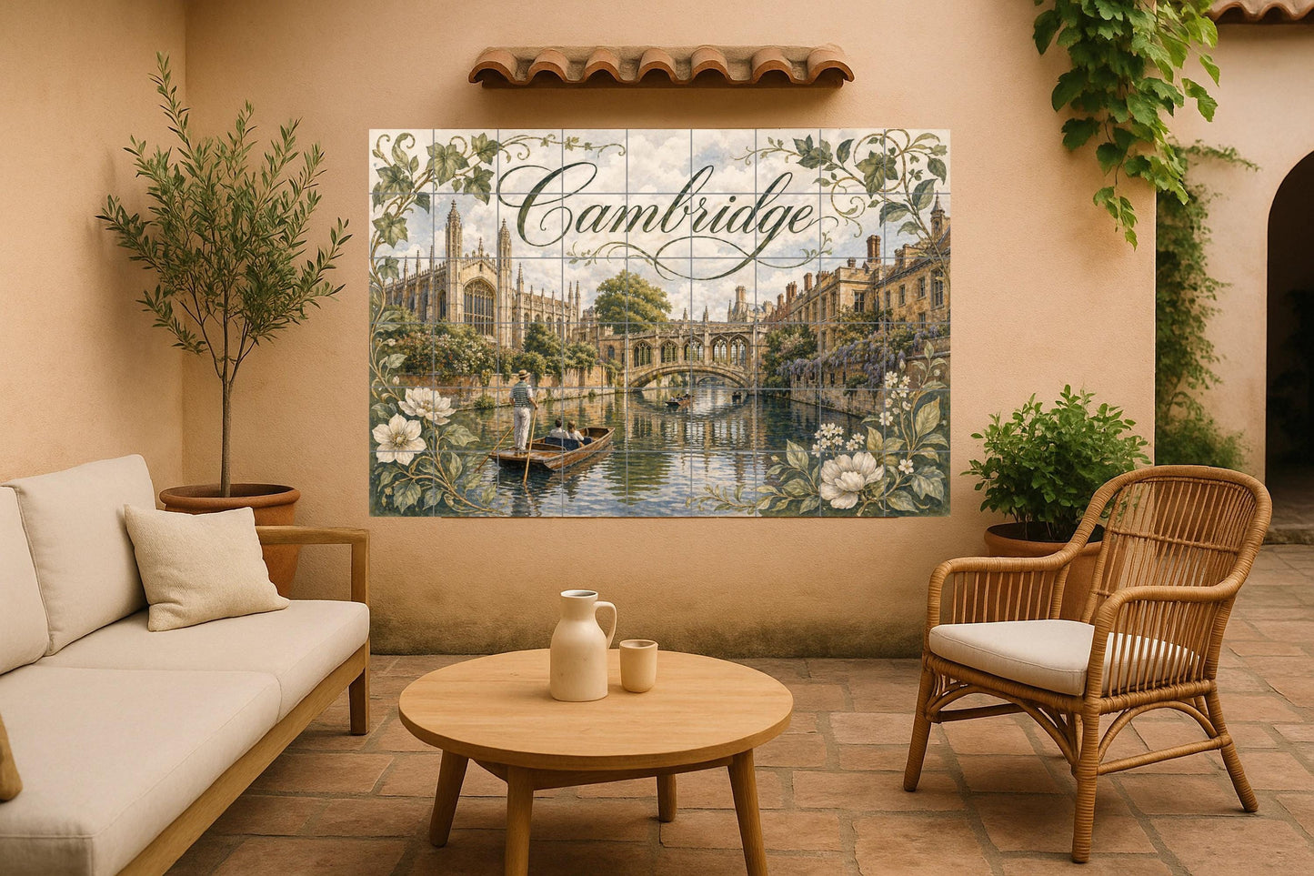 Mural de azulejos de cerámica de Cambridge, Inglaterra, arte mural…