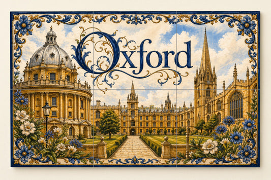 Oxford, England, Art Mural universitario · Ceramic Wall Mural — Travel Wall Décor