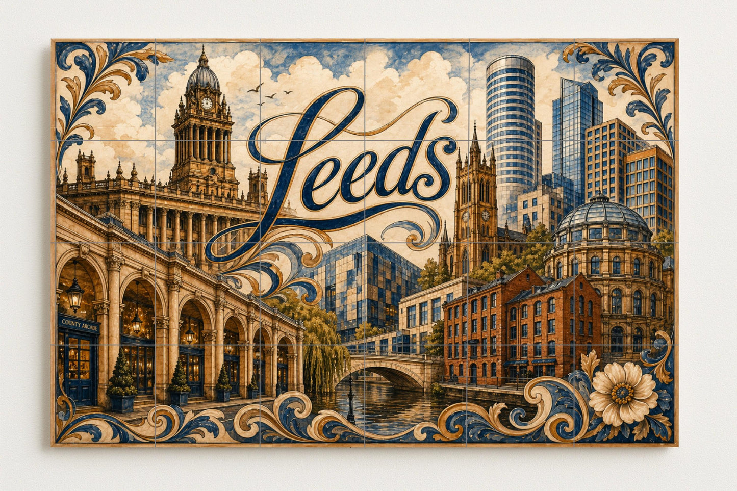 Mural de azulejos de cerámica de Leeds, Inglaterra, arte mural de…