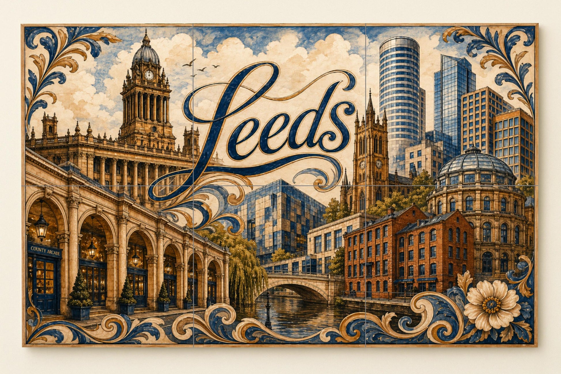 Mural de azulejos de cerámica de Leeds, Inglaterra, arte mural de…