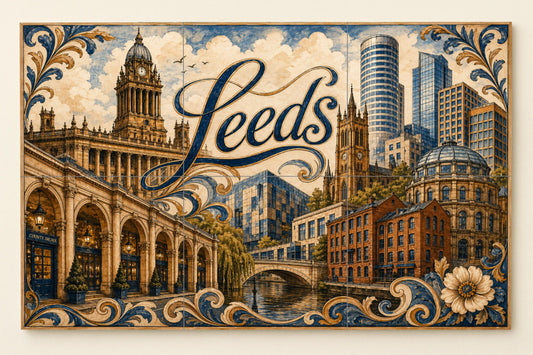 Leeds, Inglaterra, arte mural de galería com · Ceramic Wall Mural — Landmark Mural