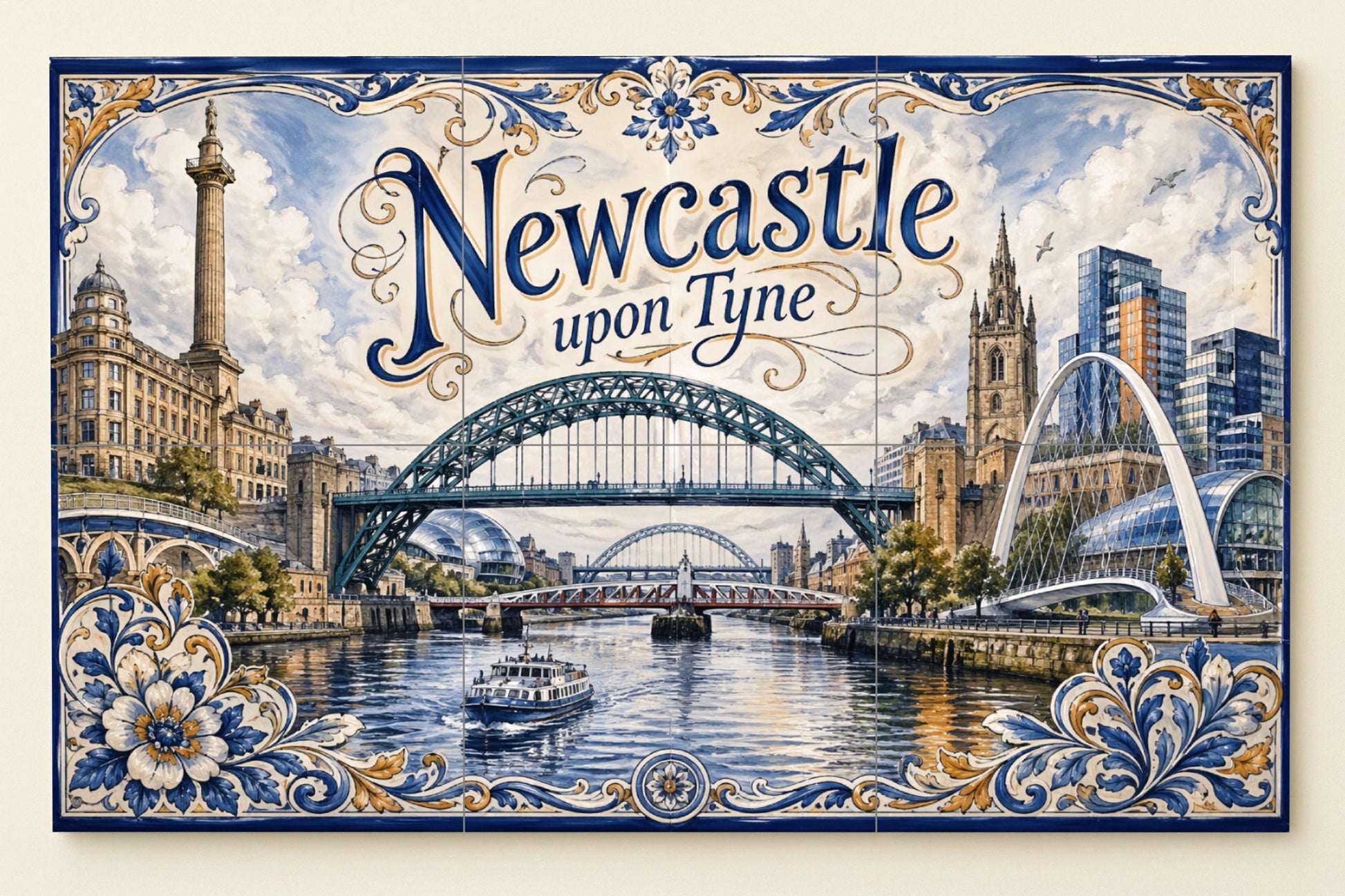 Mural de azulejos de cerámica de Newcastle upon Tyne, arte mural del…