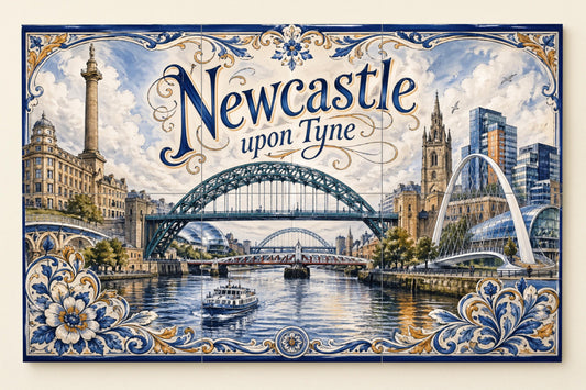 Newcastle upon Tyne, Art Mural of the Bridge T · Ceramic Wall Mural — Ornamental Wall Panel