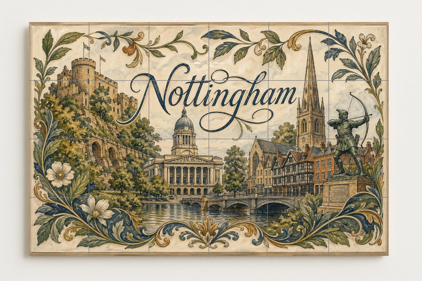 Mural de azulejos de cerámica de Nottingham, arte mural de Robin…