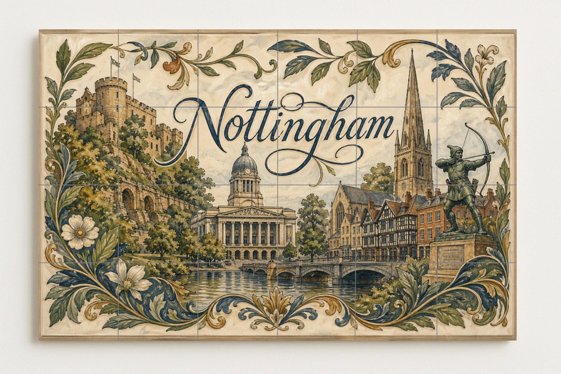 Mural de azulejos de cerámica de Nottingham, arte mural de Robin…