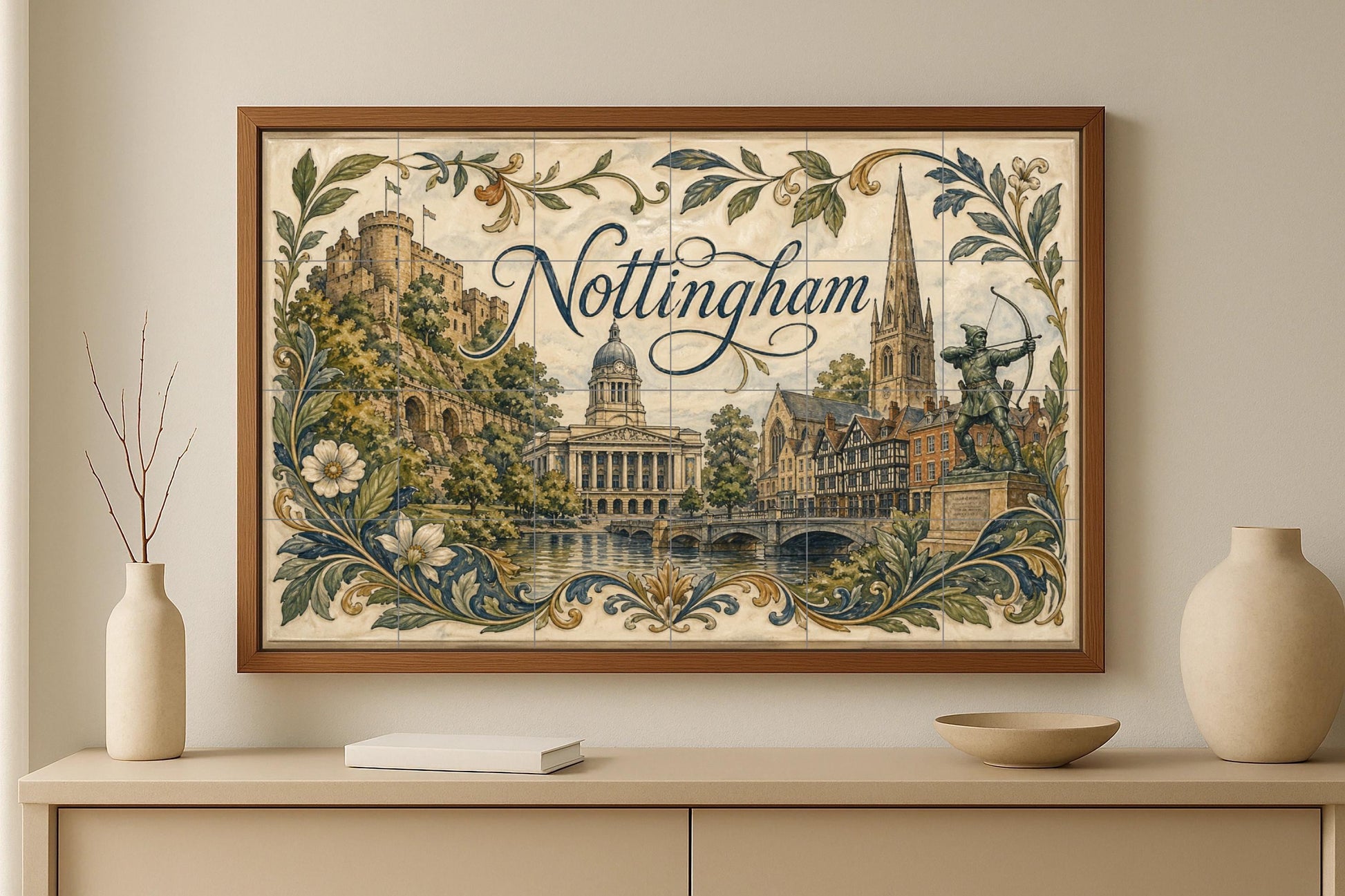Mural de azulejos de cerámica de Nottingham, arte mural de Robin…