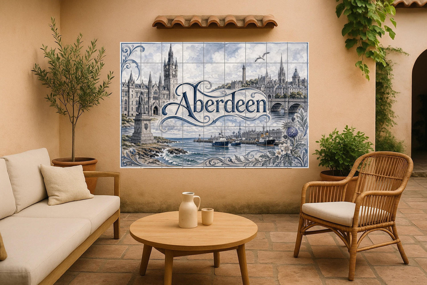 Mural de azulejos de cerámica de Aberdeen, arte mural costero…