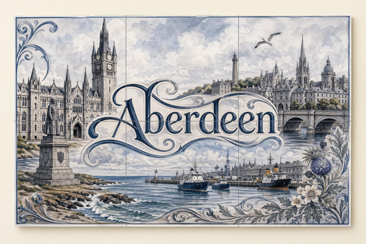 Mural de azulejos de cerámica de Aberdeen, arte mural costero…