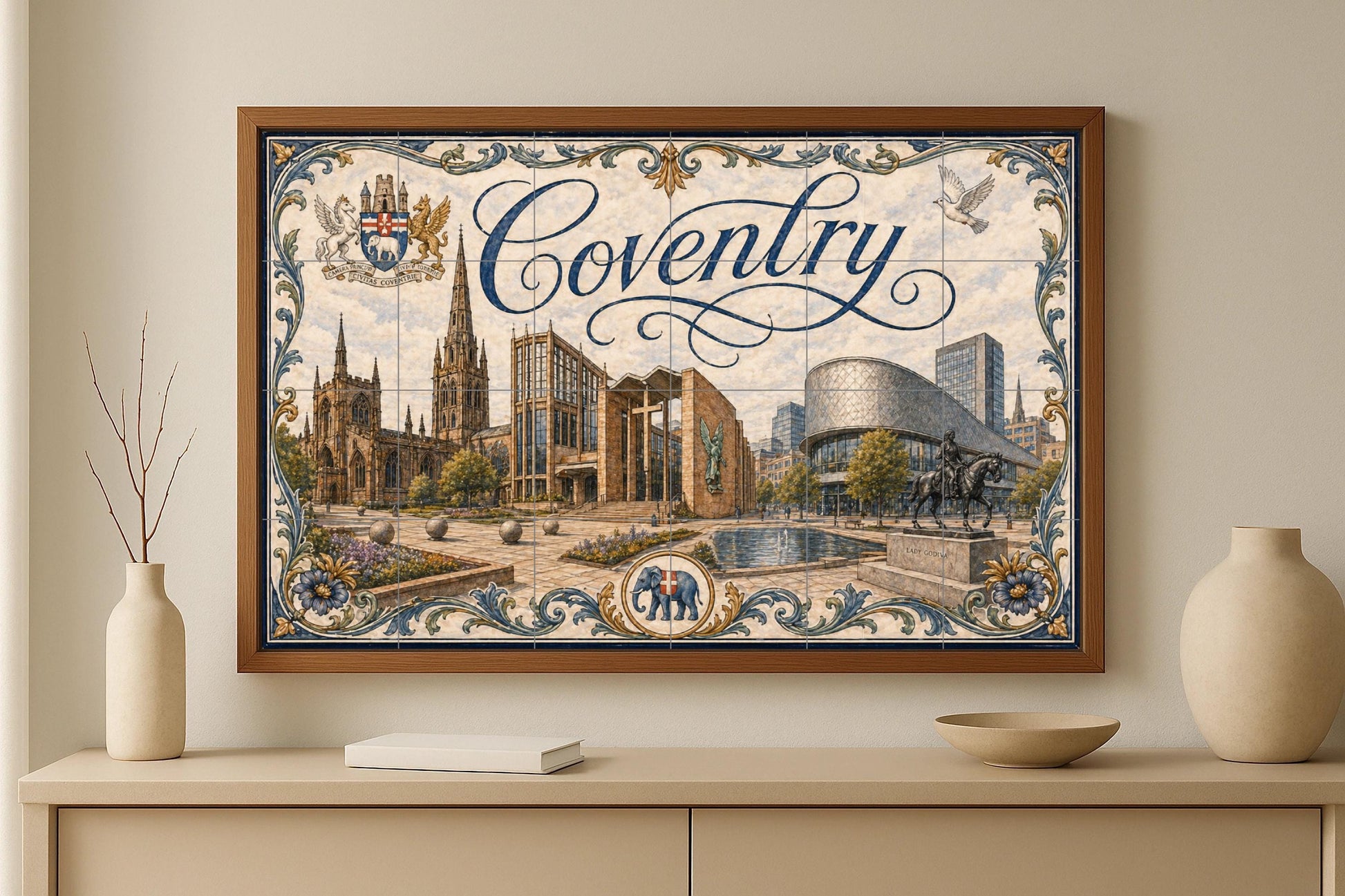 Coventry, Inglaterra, decoración artística p — Travel Wall Décor · Tile Wall Art
