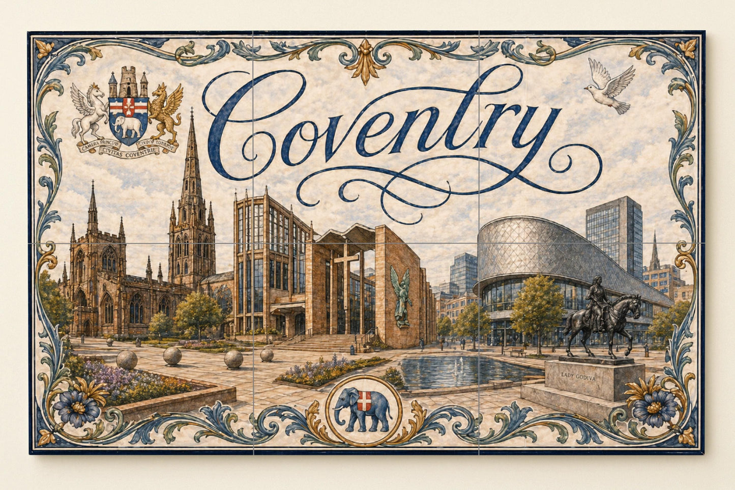 Coventry, Inglaterra, decoración artística p — Travel Wall Décor · Tile Wall Art