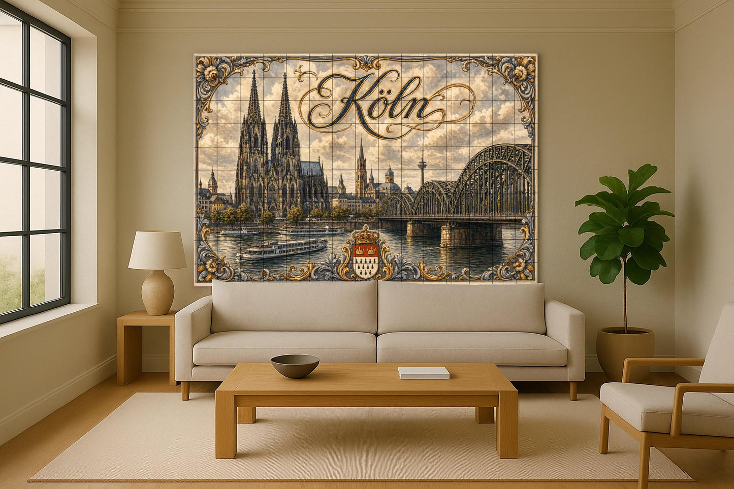 Köln, Deutschland, Kathedrale von Köln, Kunst — Fliesen-Wandbild aus Keramik · Wahrzeichen-Wandbild