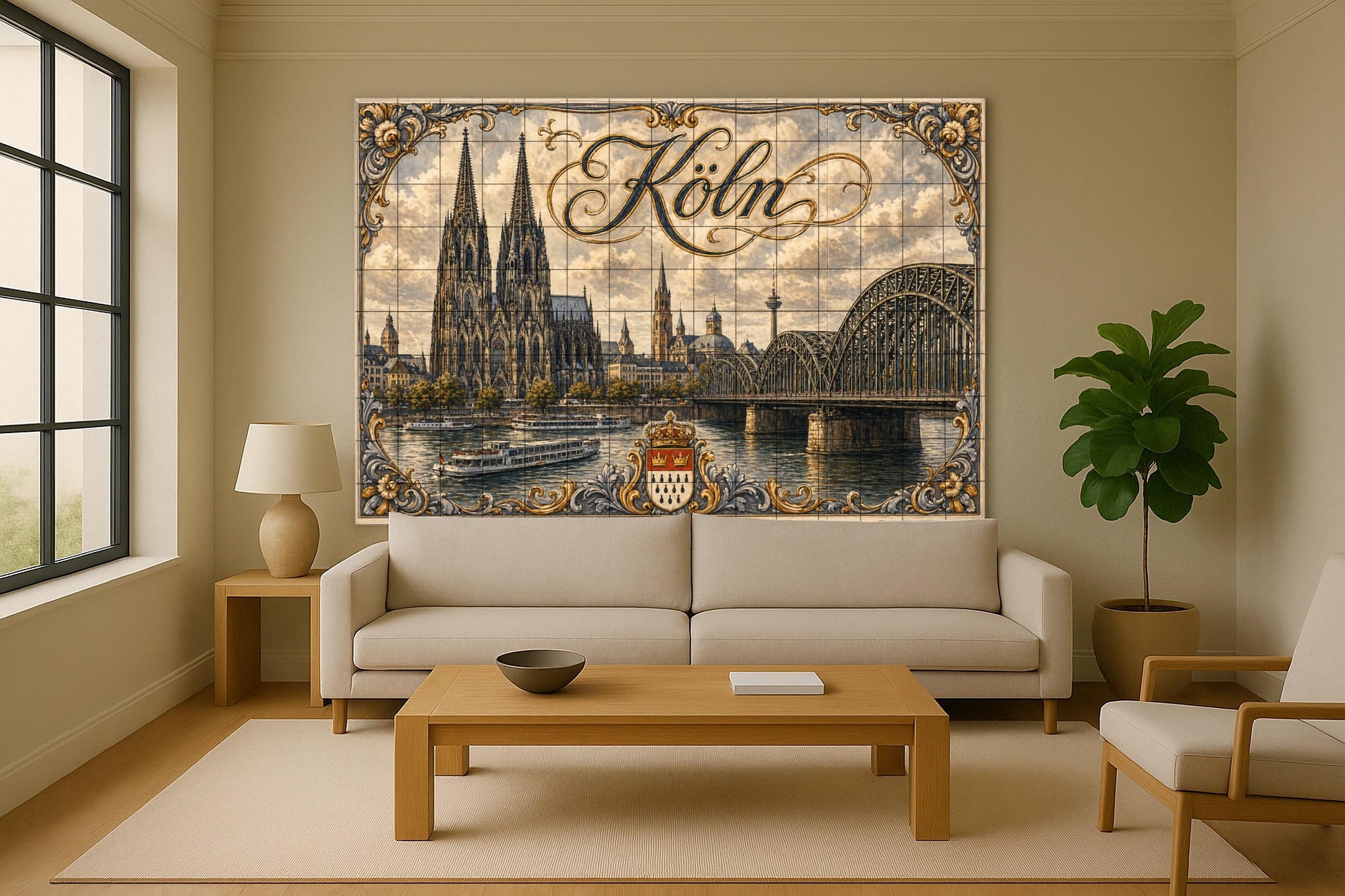 Köln, Deutschland, Kathedrale von Köln, Kunst — Fliesen-Wandbild aus Keramik · Wahrzeichen-Wandbild