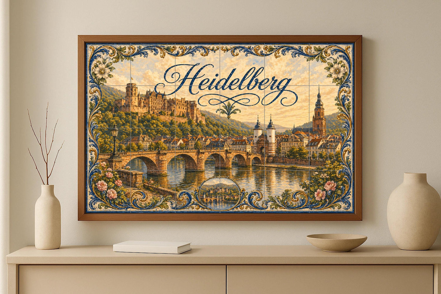 Heidelberg, Art Mural Romantique de Paysage — Fresque Murale en Carreaux de Céramique · Art Mural Nature