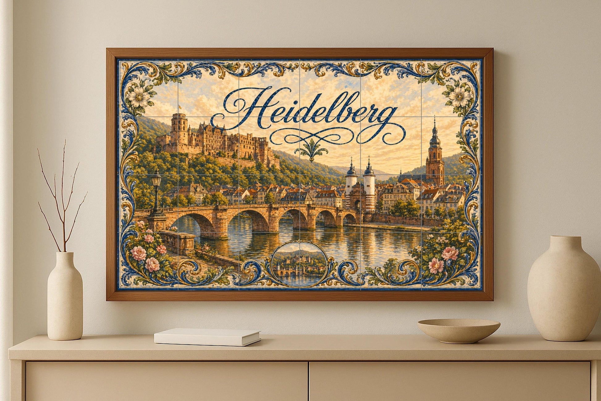 Heidelberg, Art Mural Romantique de Paysage — Fresque Murale en Carreaux de Céramique · Art Mural Nature