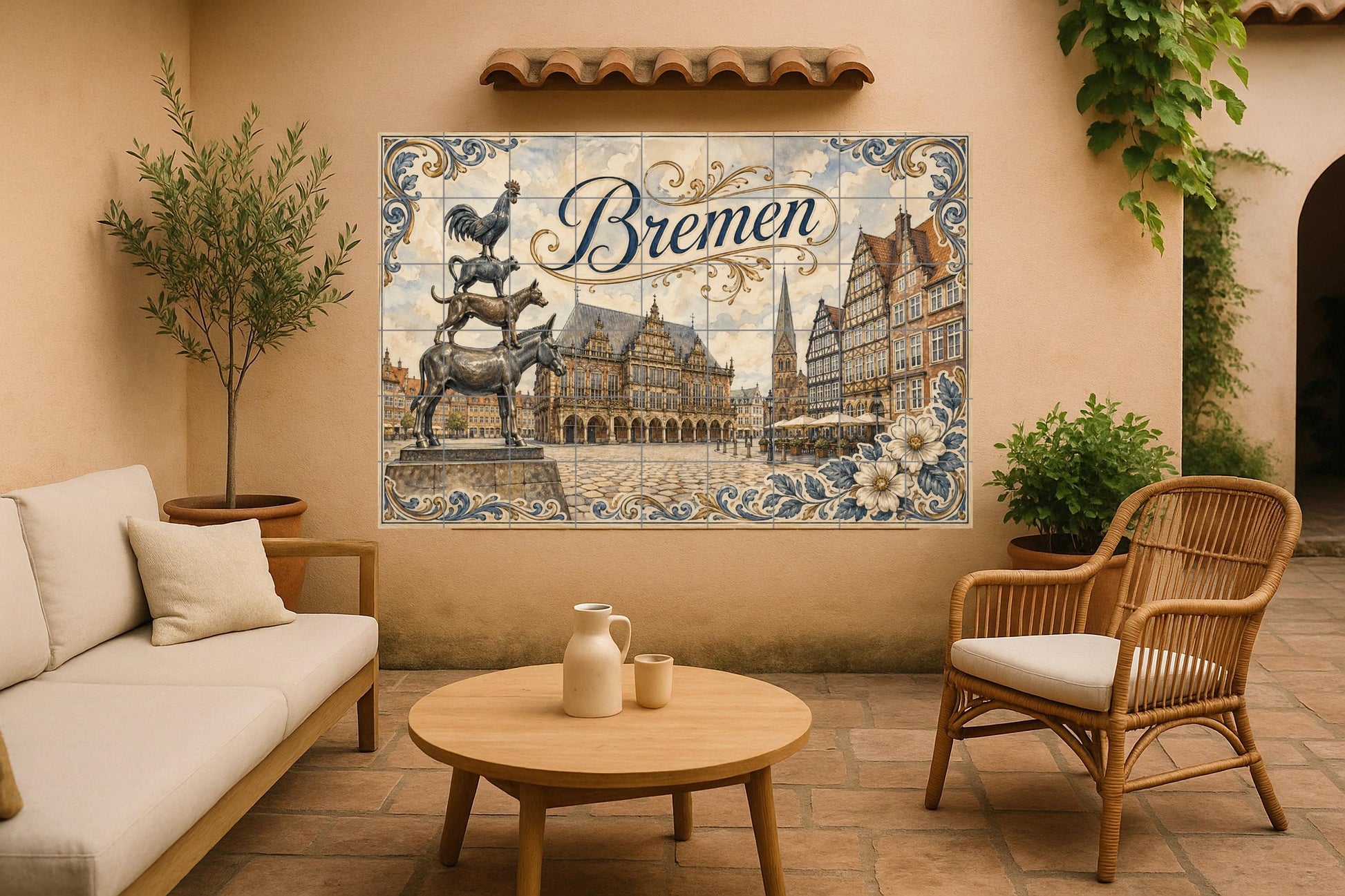 Bremen, Germany, Art Mural with Landscape urb · Ceramic Wall Mural — Landmark Mural