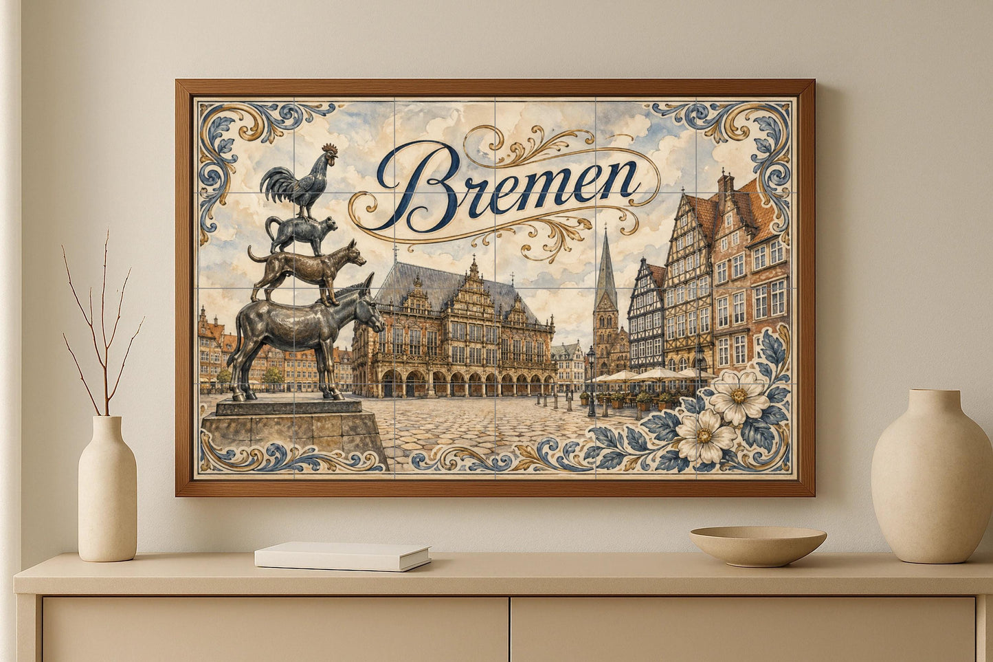 Bremen, Germany, Art Mural with Landscape urb · Ceramic Wall Mural — Landmark Mural