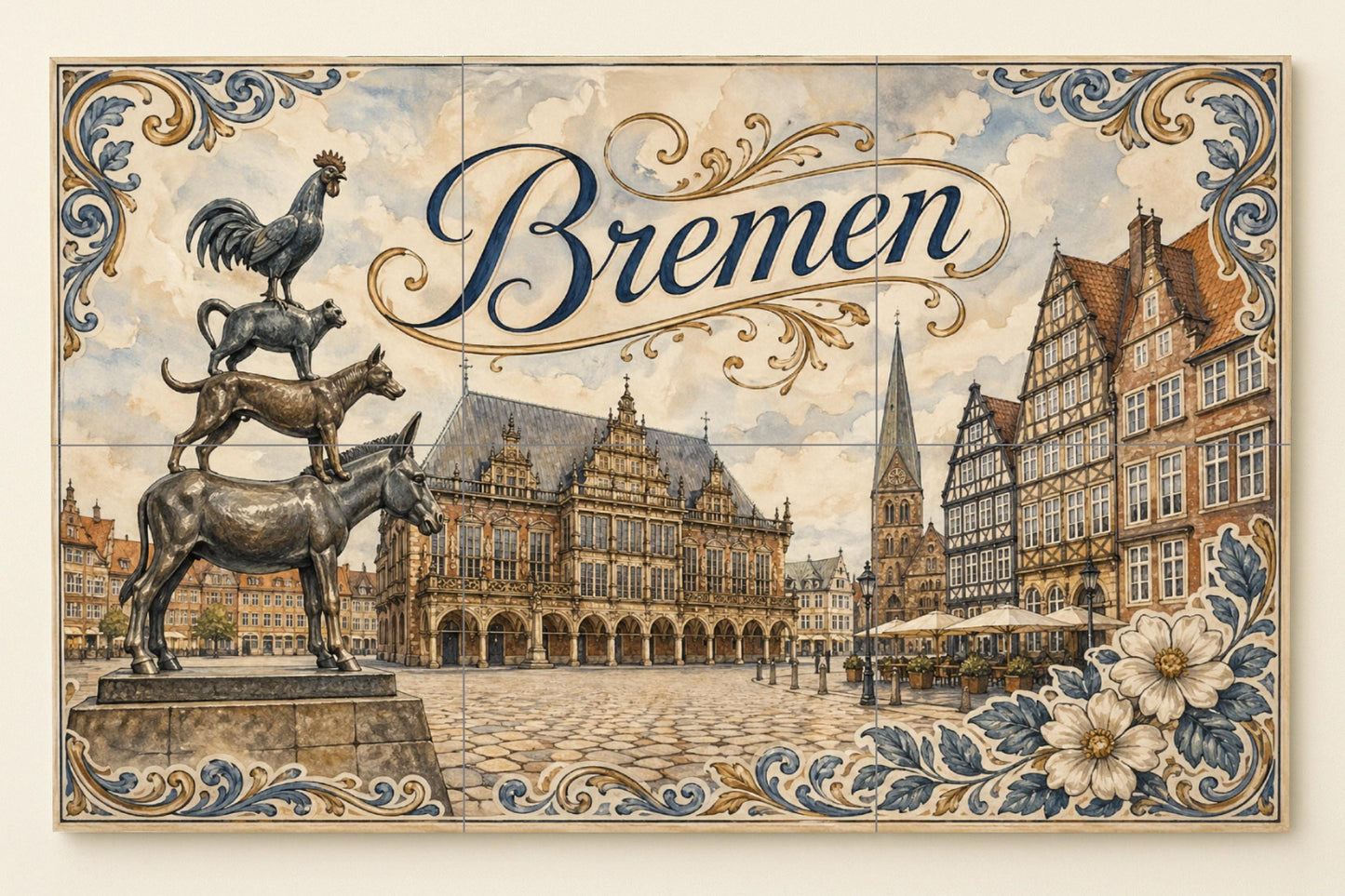 Bremen, Germany, Art Mural with Landscape urb · Ceramic Wall Mural — Landmark Mural