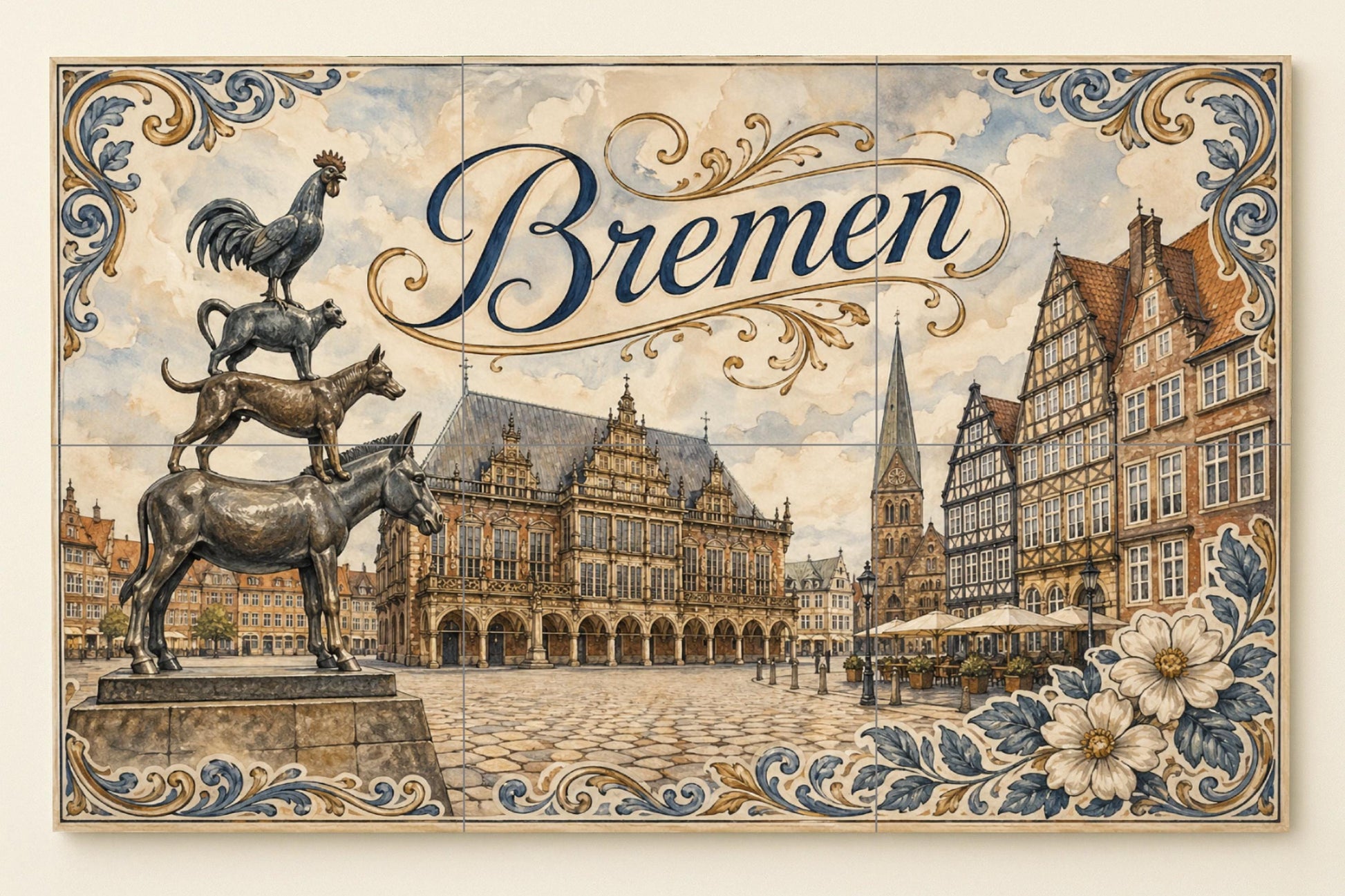 Bremen, Germany, Art Mural with Landscape urb · Ceramic Wall Mural — Landmark Mural