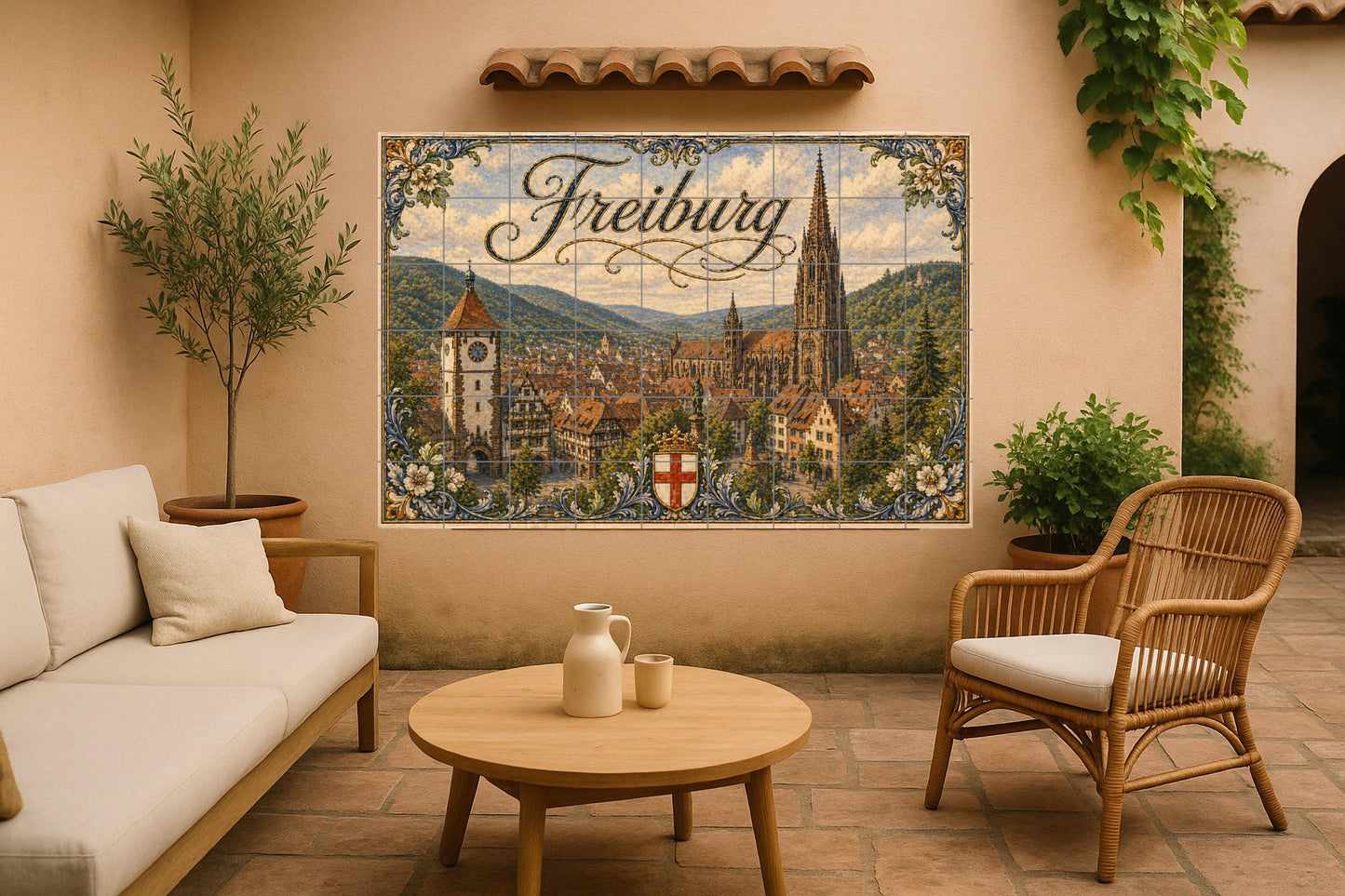 Friburgo, Allemagne, Art Mural de Paysage ur — Fresque Murale en Carreaux de Céramique · Décor Mural Voyage