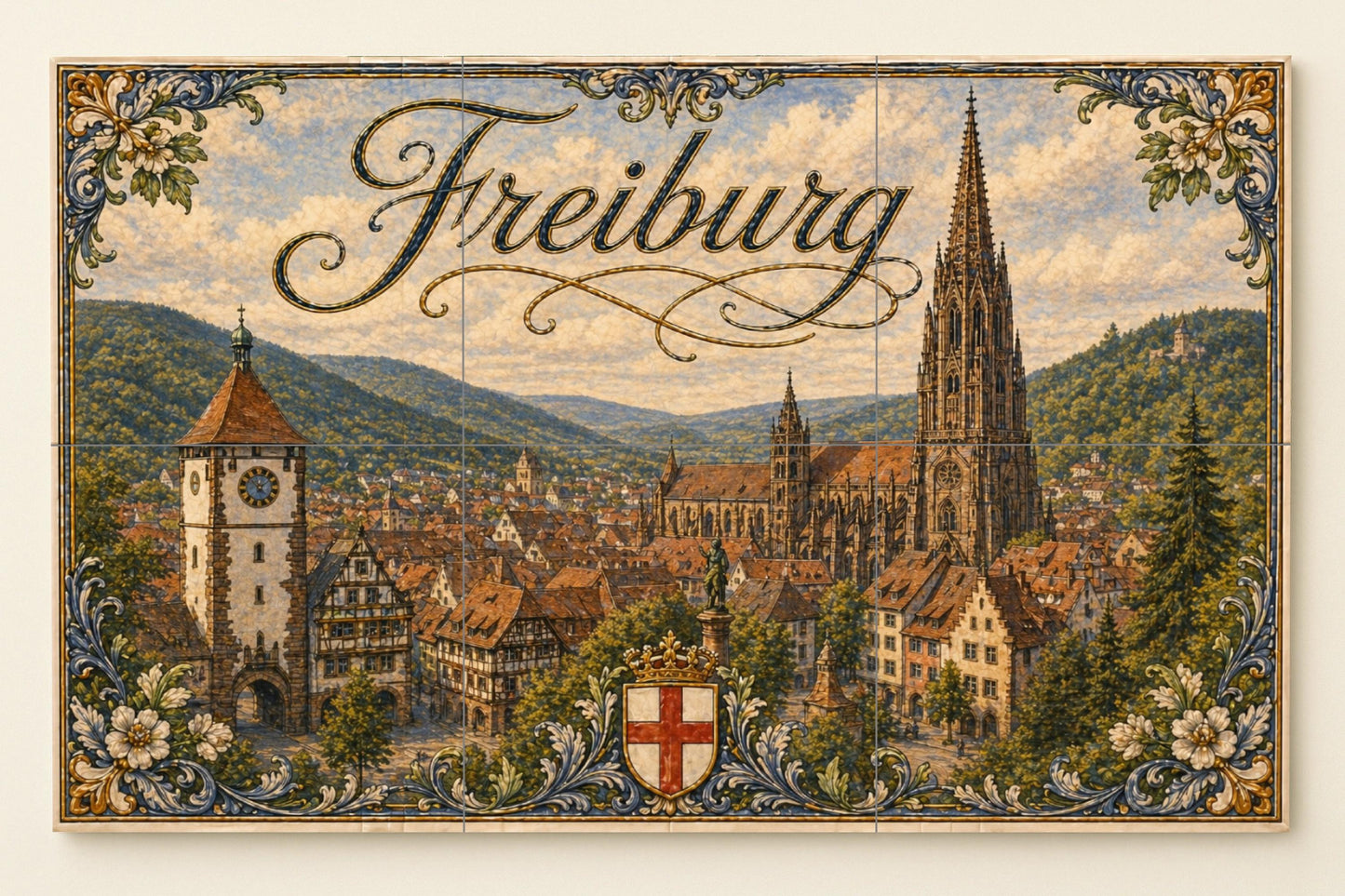 Friburgo, Allemagne, Art Mural de Paysage ur — Fresque Murale en Carreaux de Céramique · Décor Mural Voyage