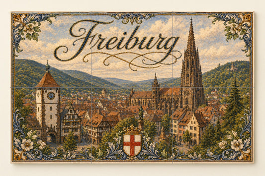 Friburgo, Germany, Art Mural of Landscape ur — Cityscape in Tile · Ceramic Tile Mural
