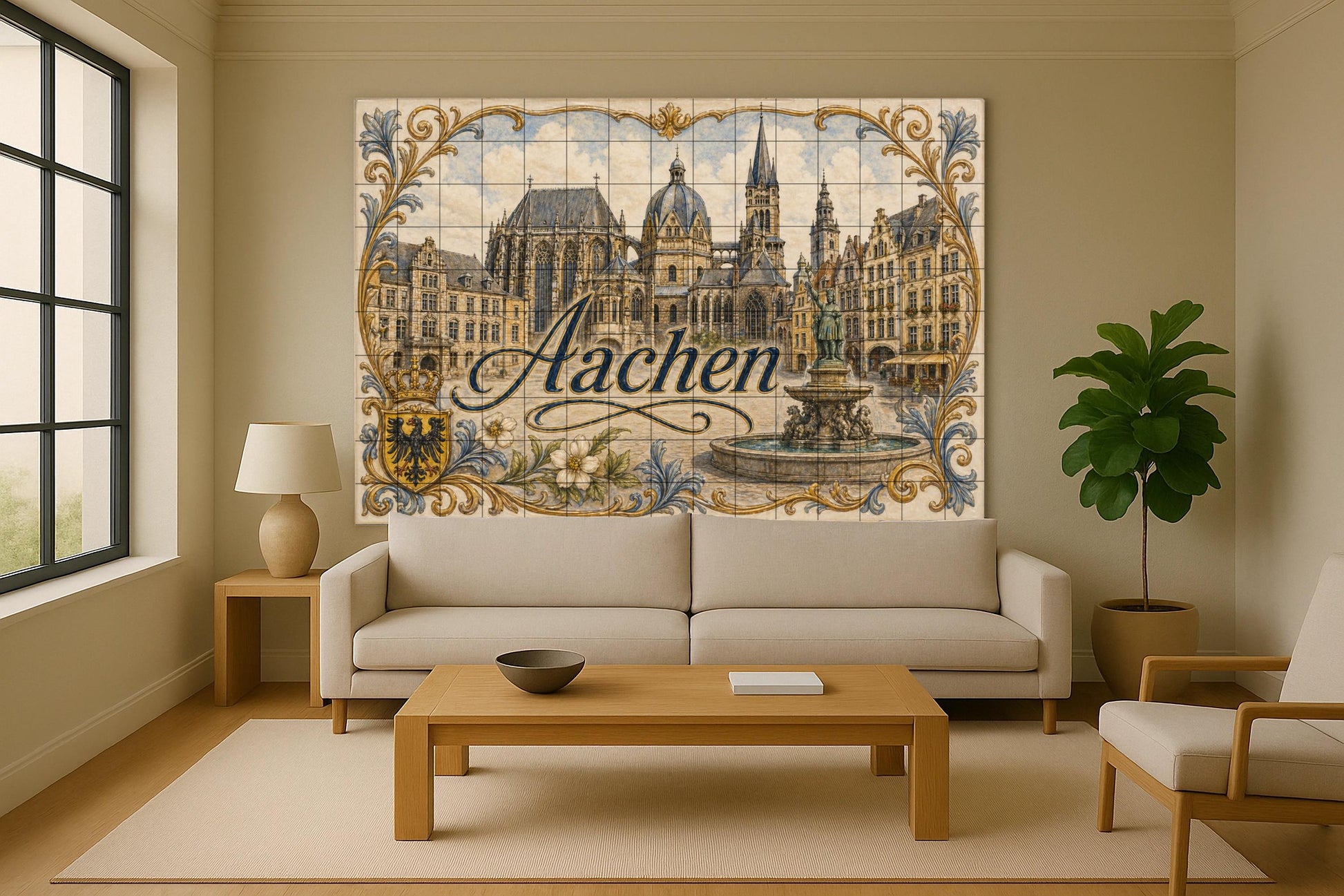 Cathédrale de Aquisgrán, Art Mural avec pai · Fresque Céramique — Paysage Botanique
