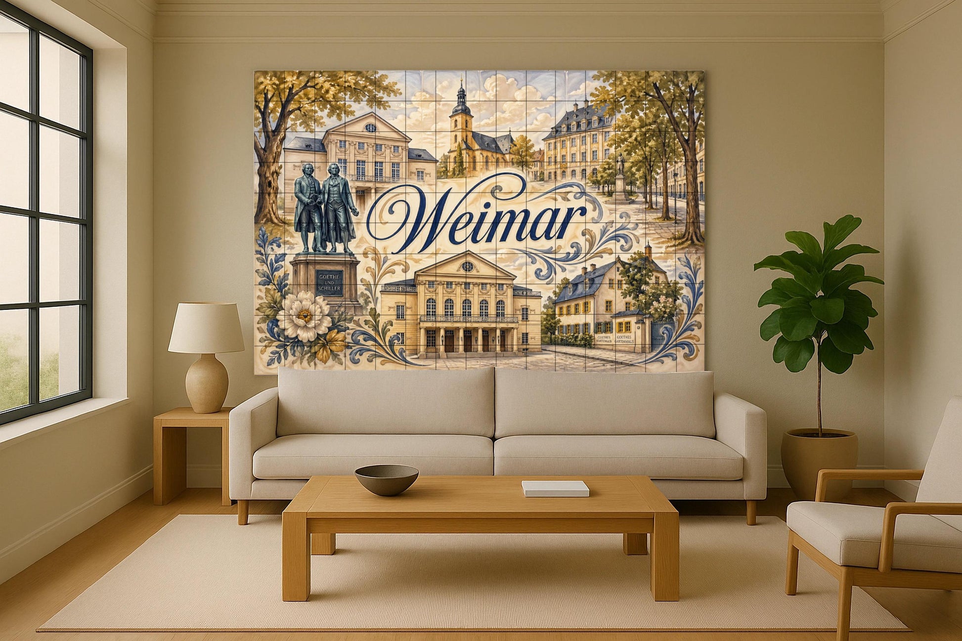 Fresque en Carrelage República de Weimar, Allemagne, Art Mural — Paysage Urbain en Carreaux