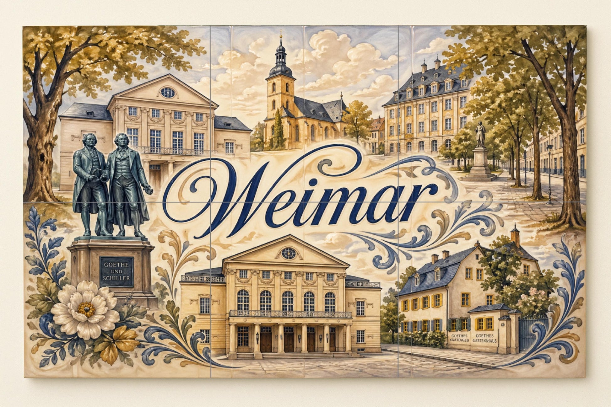 Fresque en Carrelage República de Weimar, Allemagne, Art Mural — Paysage Urbain en Carreaux