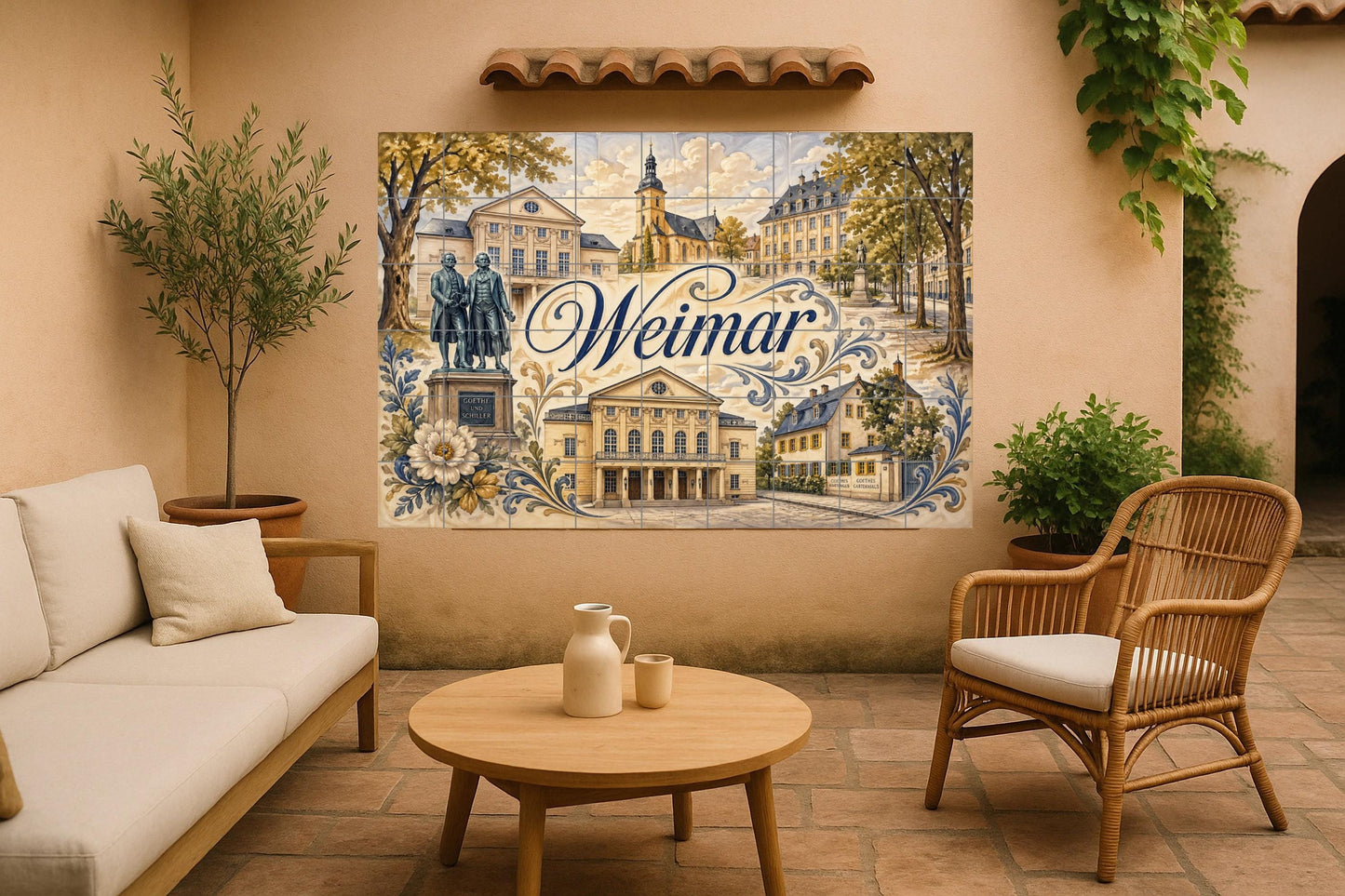 Fresque en Carrelage República de Weimar, Allemagne, Art Mural — Paysage Urbain en Carreaux