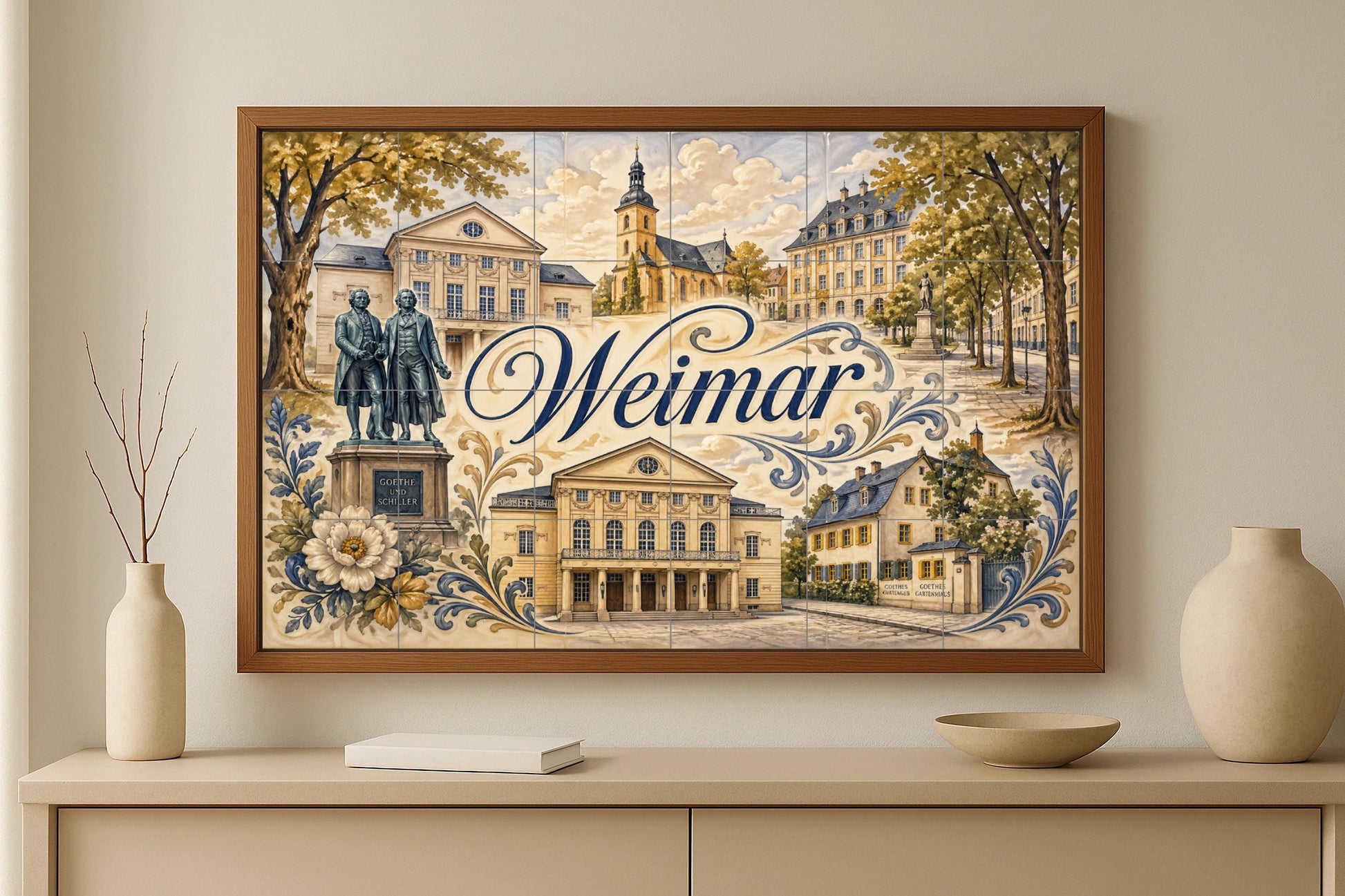 Fresque en Carrelage República de Weimar, Allemagne, Art Mural — Paysage Urbain en Carreaux