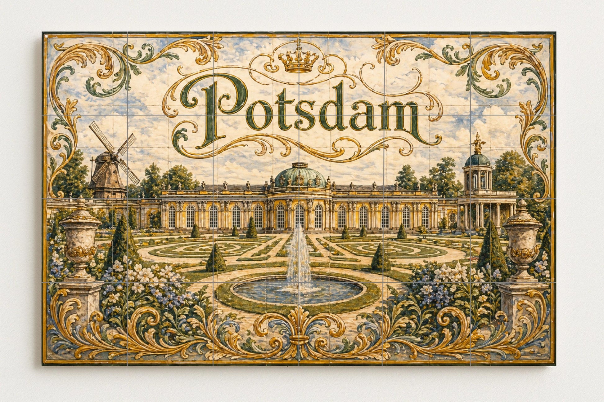 Du Palais de Potsdam, Art Mural pour le Jard — Paysage Botanique, Art Mural en Céramique