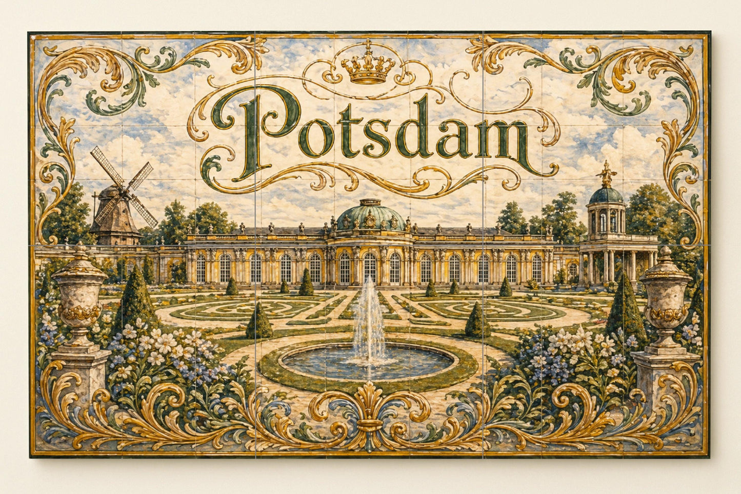 Du Palais de Potsdam, Art Mural pour le Jard — Paysage Botanique, Art Mural en Céramique
