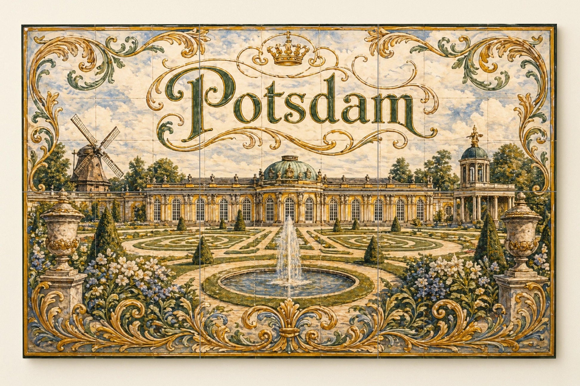 Du Palais de Potsdam, Art Mural pour le Jard — Paysage Botanique, Art Mural en Céramique