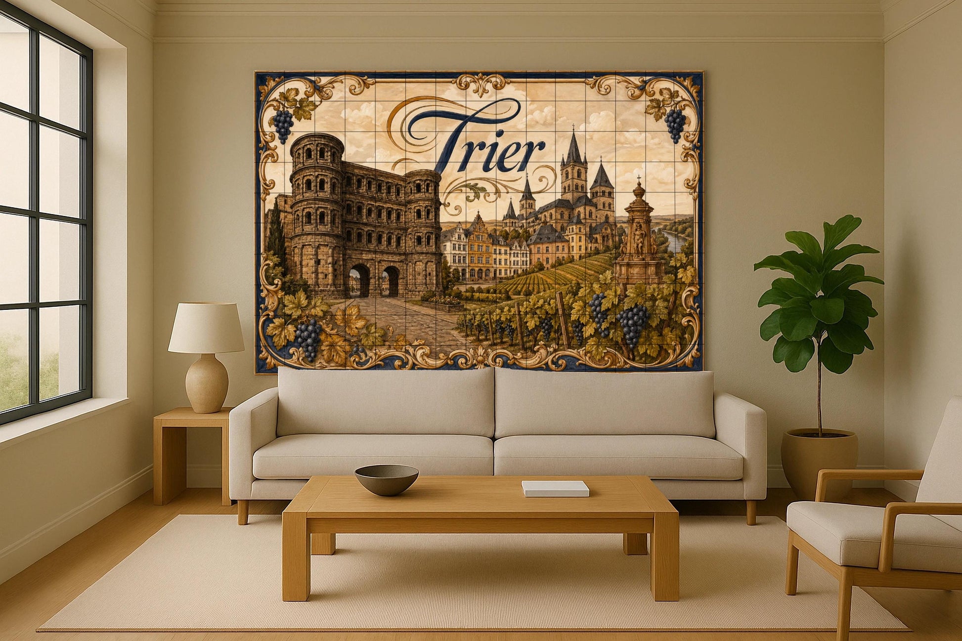 Mural de azulejos de cerámica de Trier, Alemania, arte mural de…