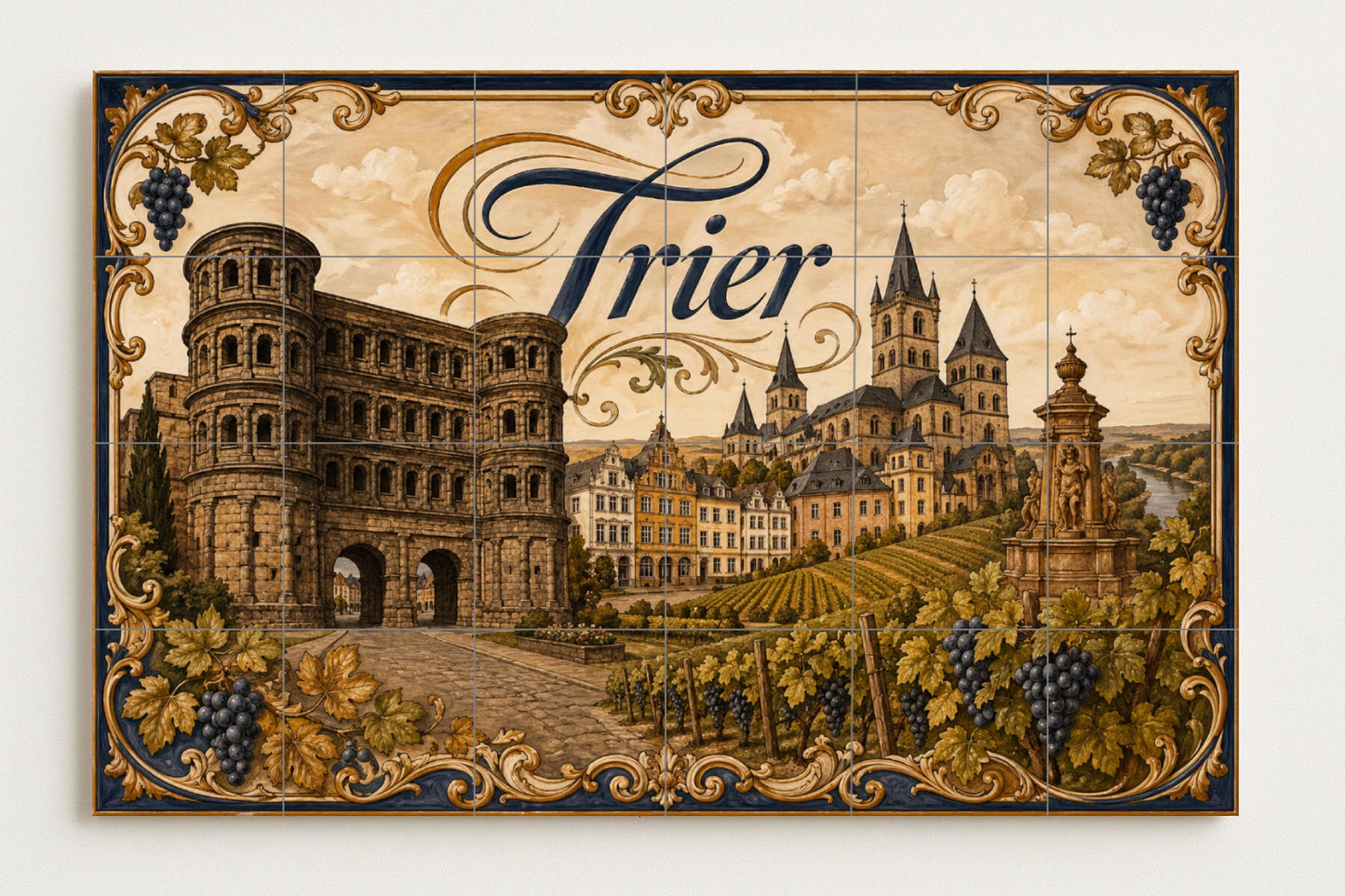Mural de azulejos de cerámica de Trier, Alemania, arte mural de…