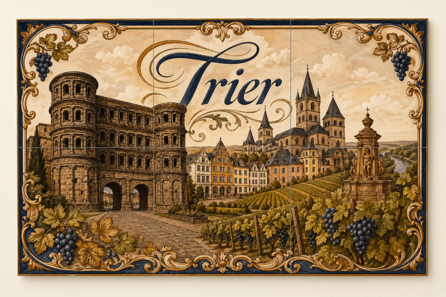 Mural de azulejos de cerámica de Trier, Alemania, arte mural de…