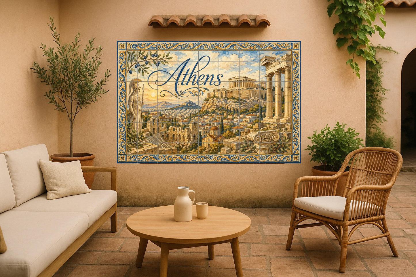 Acrópolis von Athen, Kunst Wandbild von die ant · Keramik-Wandbild — Wahrzeichen-Wandbild