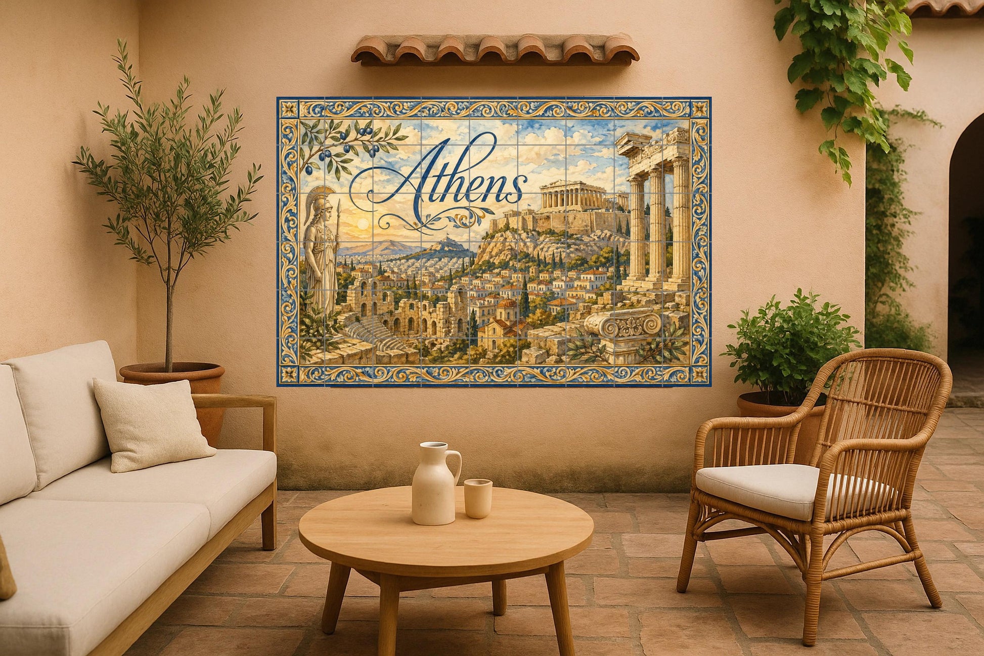 Acrópolis von Athen, Kunst Wandbild von die ant · Keramik-Wandbild — Wahrzeichen-Wandbild