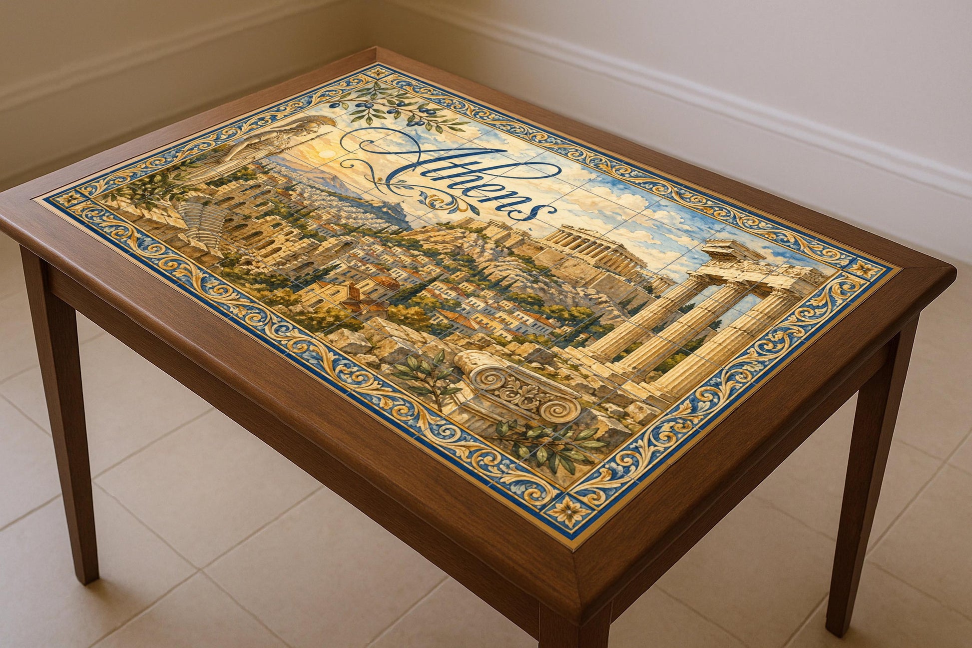 Acrópolis von Athen, Kunst Wandbild von die ant · Keramik-Wandbild — Wahrzeichen-Wandbild