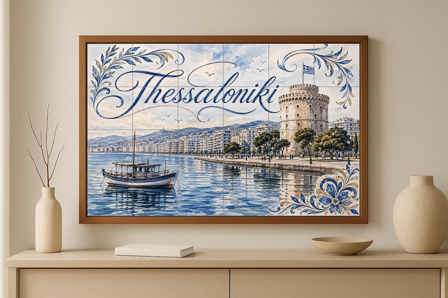 Tesalónica, decoración costera de la Torre B — Sea & Coastal Art · Ceramic Tile Mural