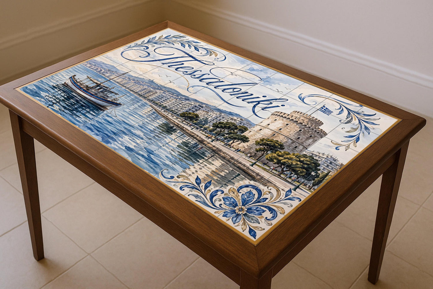Tesalónica, decoración costera de la Torre B — Sea & Coastal Art · Ceramic Tile Mural