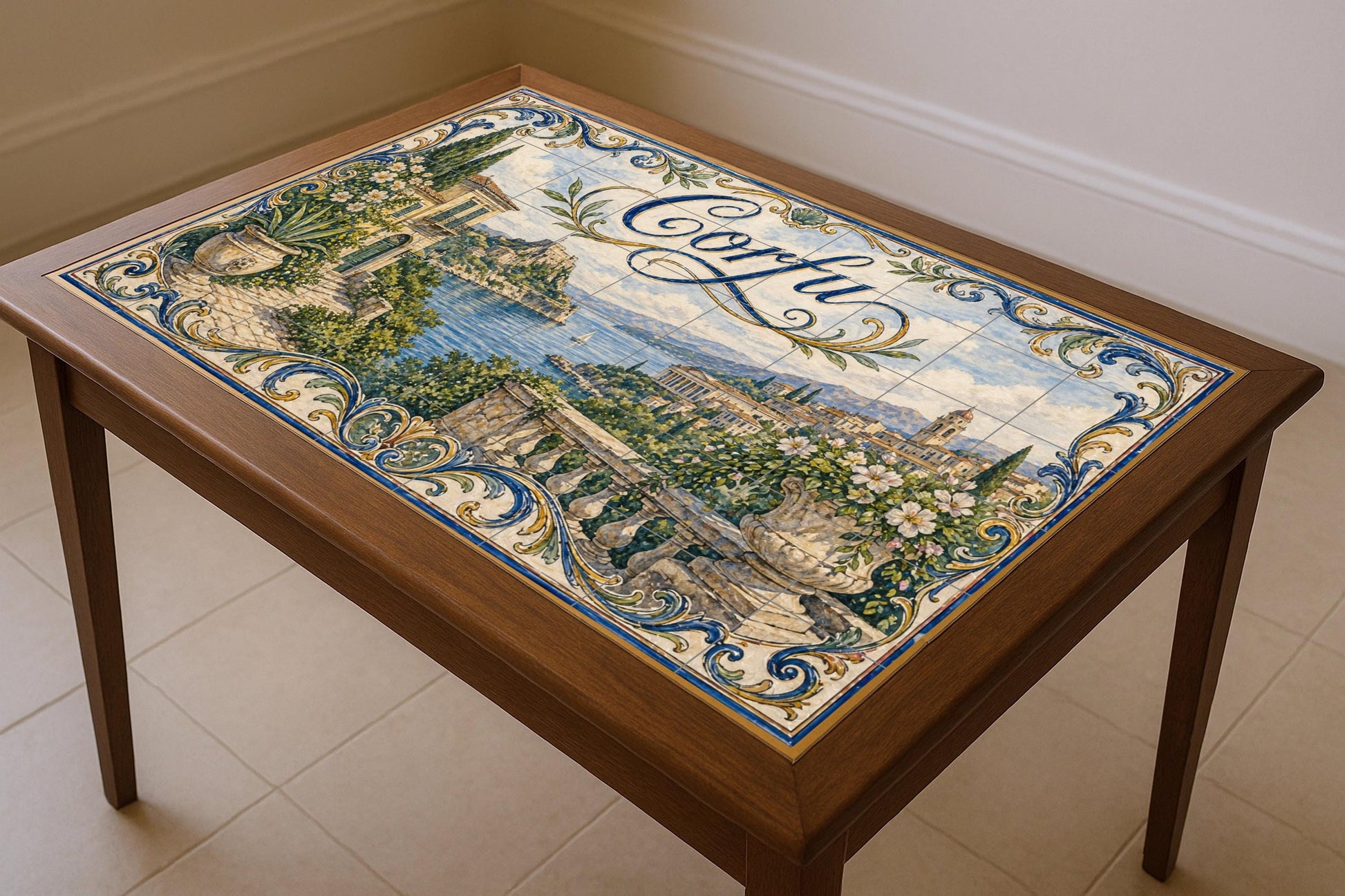 Ceramic Tile Mural: Corfú, Greece, Art Mural Mediterranean by — Cityscape in Tile