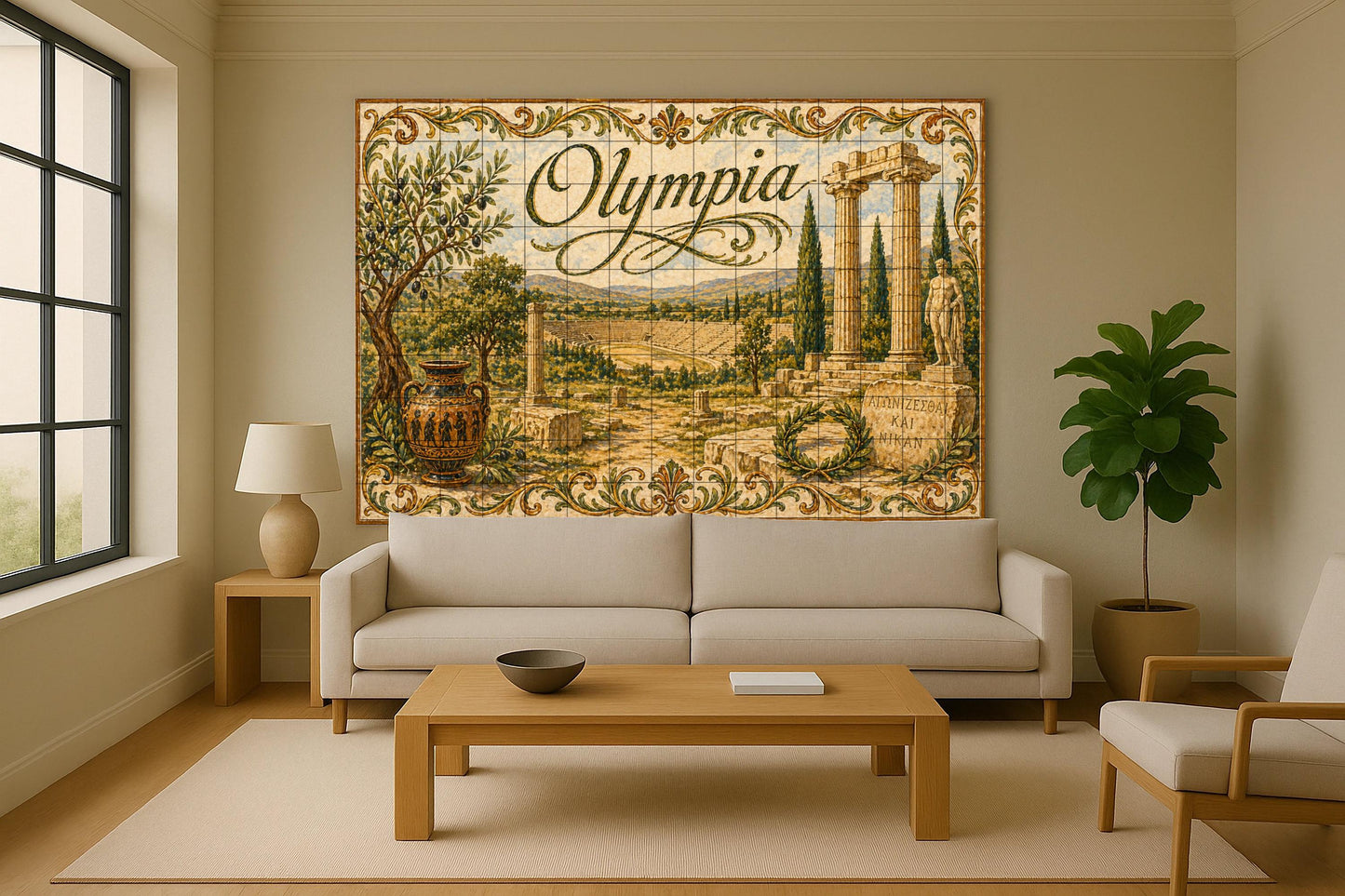 Olimpia, Grecia, arte mural de ruinas olímpi · Murale Ceramico — Murale di Monumenti