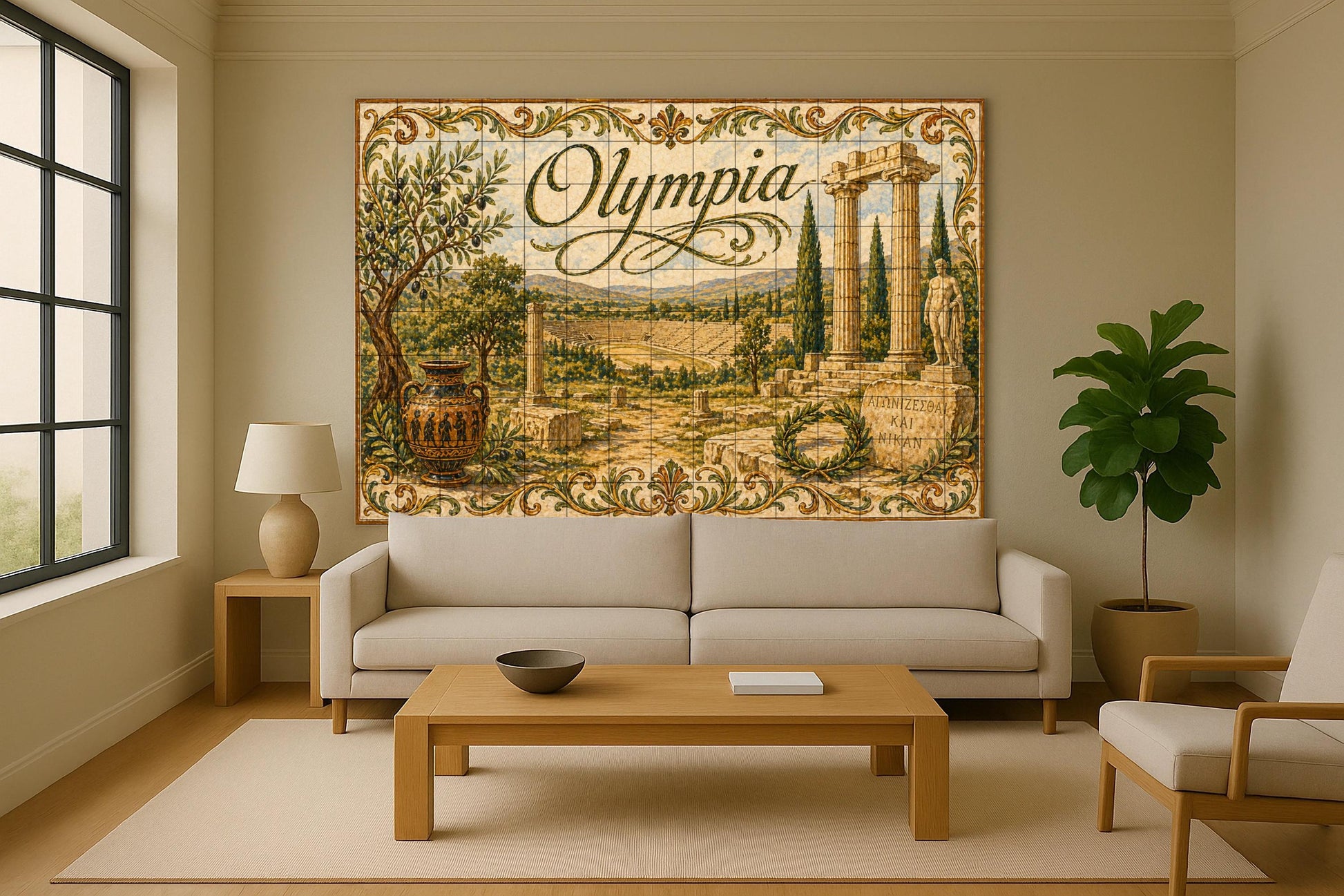 Olimpia, Grecia, arte mural de ruinas olímpi · Murale Ceramico — Murale di Monumenti