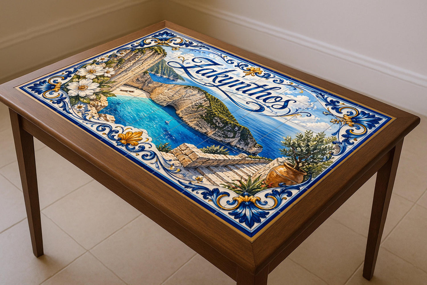 Zakynthos, Griechenland, Kunst Wandbild von die Strand — Fliesen-Wandbild aus Keramik · Städte & Monumente